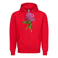 Red Red Clover Illustrations Zipper Hoodie - LillyAllenDesigns