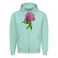 Seafoam Red Clover Illustrations Zipper Hoodie - LillyAllenDesigns