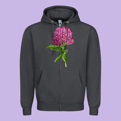 Red Clover Illustrations Zipper Hoodie Designed By Lillyallendesigns