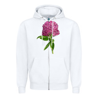 White Red Clover Illustrations Zipper Hoodie - LillyAllenDesigns