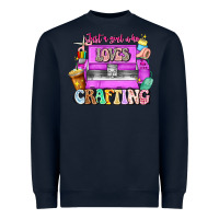 Navy Just A Girl Who Loves Crafting Heavyweight Sweatshirt - CowhideDigitalArt