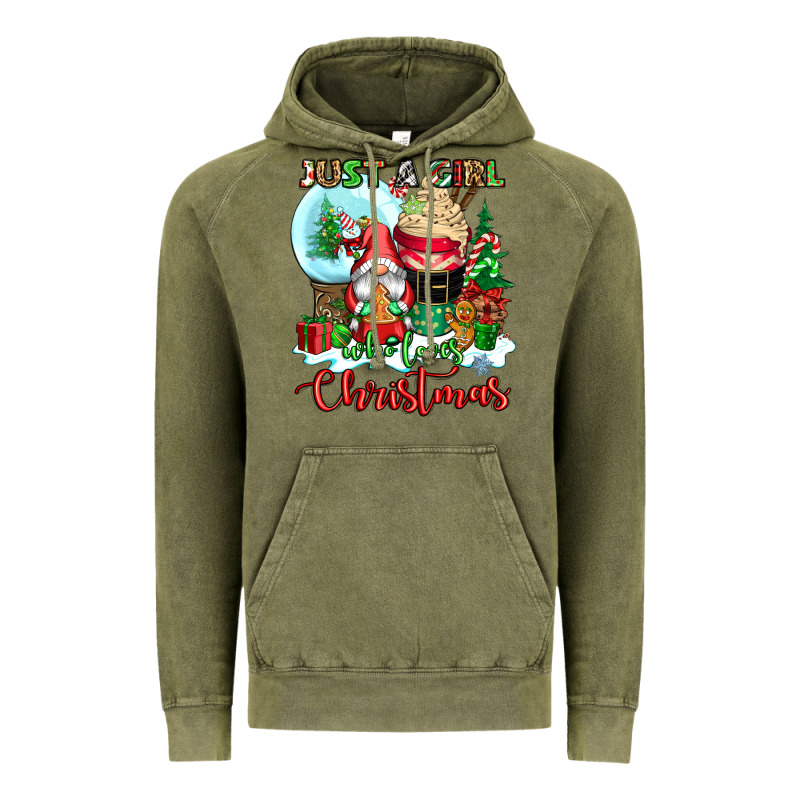 Just A Girl Who Loves Christmas Vintage Hoodie by CowGirlArtShop | Teevron