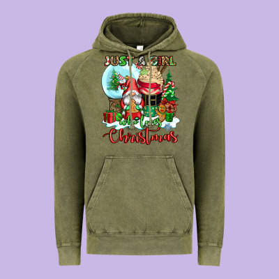 Just A Girl Who Loves Christmas Vintage Hoodie Designed By Cowgirlartshop