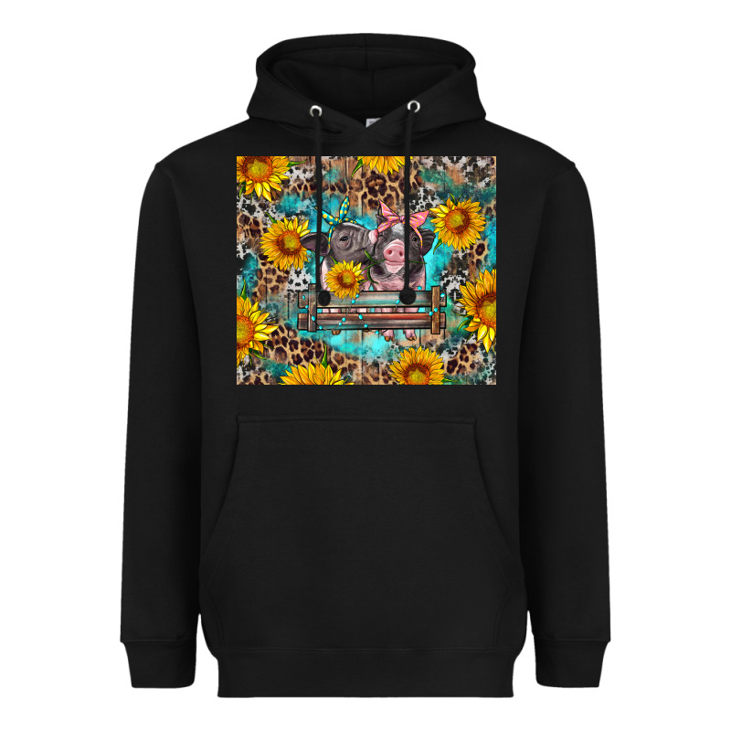 Baby Pigs With Leopard Cowhide And Sunflowers Heavyweight Hoodie by Artiststas | Teevron