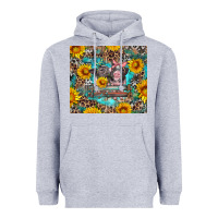 Heather Grey baby pigs with leopard cowhide and sunflowers Heavyweight Hoodie - Artiststas
