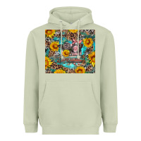 Matcha baby pigs with leopard cowhide and sunflowers Heavyweight Hoodie - Artiststas