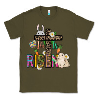 Army Green He is risen Easter Classic Tee - NancyCooperArtShop