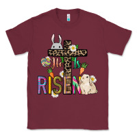Burgundy He is risen Easter Classic Tee - NancyCooperArtShop