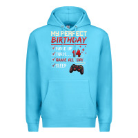 Ocean Blue 14 Year Old Gamer Gift Boy Teen 14th Perfect Birthday Gaming Premium Hoodie - trangStudio
