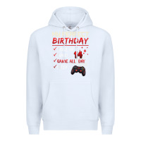 White 14 Year Old Gamer Gift Boy Teen 14th Perfect Birthday Gaming Premium Hoodie - trangStudio