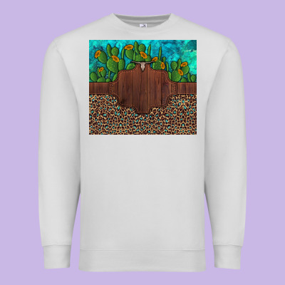 Custom Cactus And Sunflowers Leopard Turquoise Premium Sweatshirt Designed By Artiststas