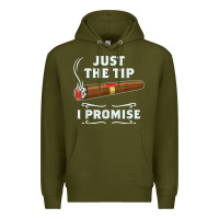 Army Green Just The Tip Cigar Smoker Gift Funny Cigar Smoking Premium Hoodie - trangStudio