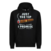 Black Just The Tip Cigar Smoker Gift Funny Cigar Smoking Premium Hoodie - trangStudio