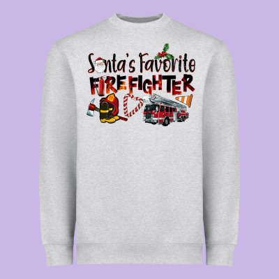 Santa's Favorite Firefighter Heavyweight Sweatshirt Designed By Lillyallendesigns
