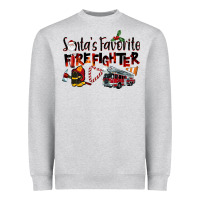 Heather Grey Santa's Favorite Firefighter Heavyweight Sweatshirt - LillyAllenDesigns