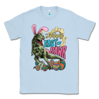 Dusty Blue Happy Easter Day T-rex Classic Tee - NancyCooperArtShop