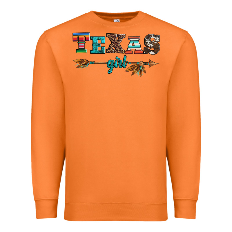 Texas Girl Serape Turquoise Leopard Cowhide Arrow Premium Sweatshirt by Artiststas | Teevron
