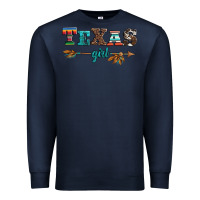 Navy texas girl serape turquoise leopard cowhide arrow Premium Sweatshirt - Artiststas