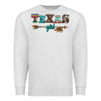 Oatmeal Heather texas girl serape turquoise leopard cowhide arrow Premium Sweatshirt - Artiststas