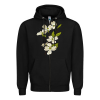 Black American Dogwood Flower Illustrations Zipper Hoodie - LillyAllenDesigns