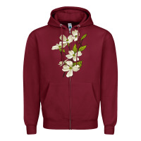 Burgundy American Dogwood Flower Illustrations Zipper Hoodie - LillyAllenDesigns