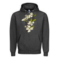 Charcoal Heather American Dogwood Flower Illustrations Zipper Hoodie - LillyAllenDesigns