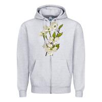 Heather Grey American Dogwood Flower Illustrations Zipper Hoodie - LillyAllenDesigns