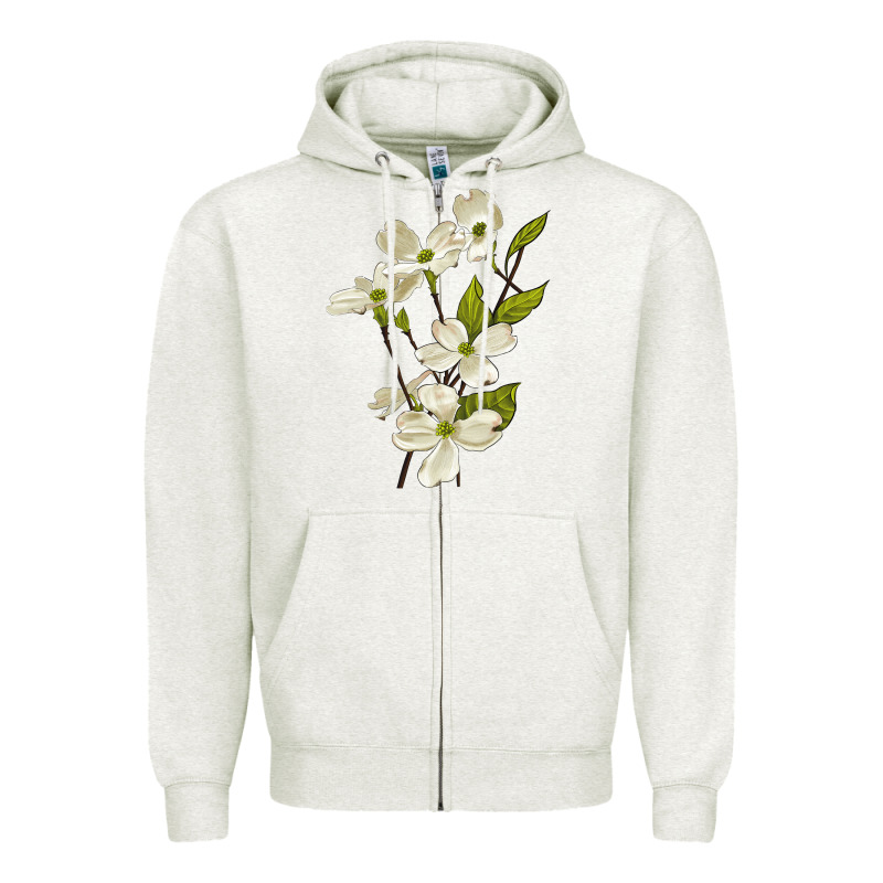 American Dogwood Flower Illustrations Zipper Hoodie by LillyAllenDesigns | Teevron