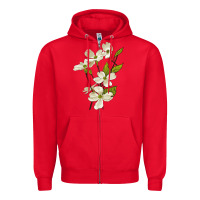 Red American Dogwood Flower Illustrations Zipper Hoodie - LillyAllenDesigns