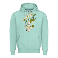 Seafoam American Dogwood Flower Illustrations Zipper Hoodie - LillyAllenDesigns