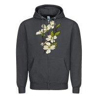 Smoke American Dogwood Flower Illustrations Zipper Hoodie - LillyAllenDesigns