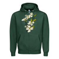 Sports Green American Dogwood Flower Illustrations Zipper Hoodie - LillyAllenDesigns