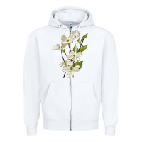 White American Dogwood Flower Illustrations Zipper Hoodie - LillyAllenDesigns