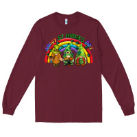 Burgundy Happy St. Patrick's Day rainbow gnomes Long Sleeve Tee - CowGirlArtShop