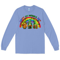 Colony Blue Happy St. Patrick's Day rainbow gnomes Long Sleeve Tee - CowGirlArtShop