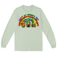 Matcha Happy St. Patrick's Day rainbow gnomes Long Sleeve Tee - CowGirlArtShop