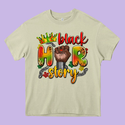 Black Her Story Heavy Core Tee Designed By Artiststas