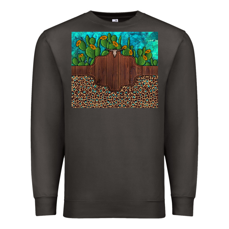 Custom Cactus And Sunflowers Leopard Turquoise Premium Sweatshirt by Artiststas | Teevron