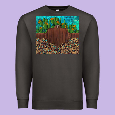 Custom Cactus And Sunflowers Leopard Turquoise Premium Sweatshirt Designed By Artiststas