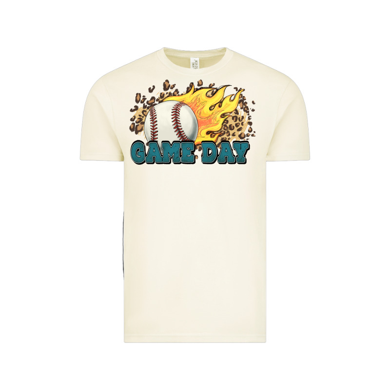 Game Day Baseball Leopard Flames Fireball Vintage Tee by HowdyJamesFarm | Teevron