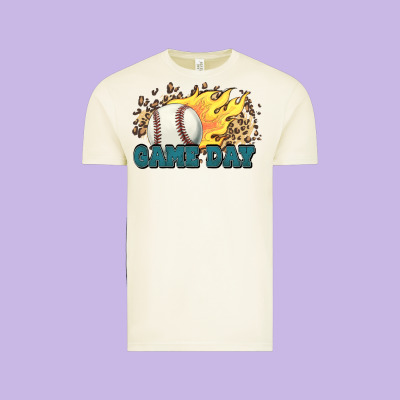 Game Day Baseball Leopard Flames Fireball Vintage Tee Designed By Howdyjamesfarm