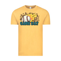 Vintage Mustard game day baseball leopard flames fireball Vintage Tee - HowdyJamesFarm