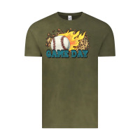 Vintage Olive game day baseball leopard flames fireball Vintage Tee - HowdyJamesFarm