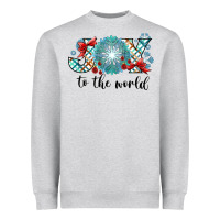 Heather Grey Joy to the World Heavyweight Sweatshirt - CowhideDigitalArt