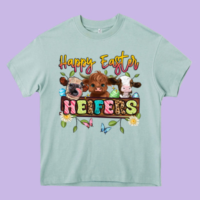 Happy Easter Heifers Heavy Core Tee Designed By Artiststas