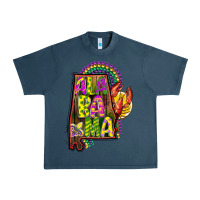 Midnight Navy mardi gras alabama map Urban Heavy Tee - CowGirlArtShop