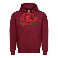 Burgundy Oklahoma Rose Illustrations Zipper Hoodie - LillyAllenDesigns