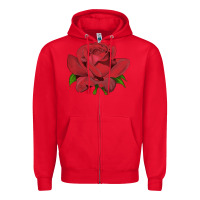 Red Oklahoma Rose Illustrations Zipper Hoodie - LillyAllenDesigns
