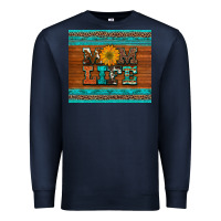 Navy mom life leopard cowhide turquoise aztec Premium Sweatshirt - Artiststas