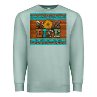 Seafoam mom life leopard cowhide turquoise aztec Premium Sweatshirt - Artiststas
